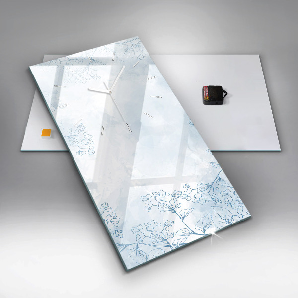 Vertical wall clock Sketch of plants