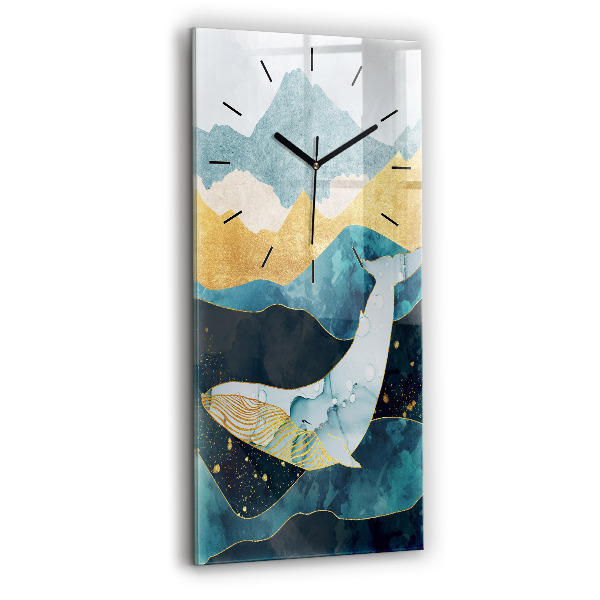 Vertical wall clock Abstract whale