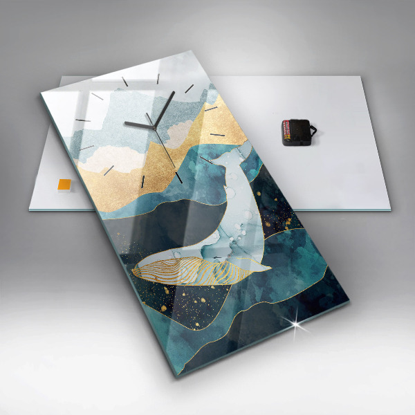 Vertical wall clock Abstract whale