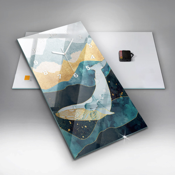Vertical wall clock Abstract whale