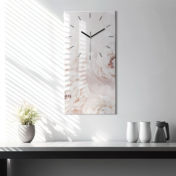 Vertical wall clock Peony flowers