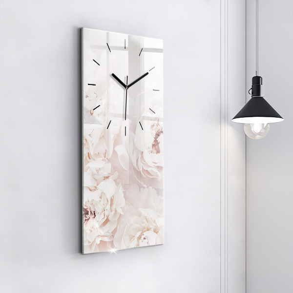 Vertical wall clock Peony flowers