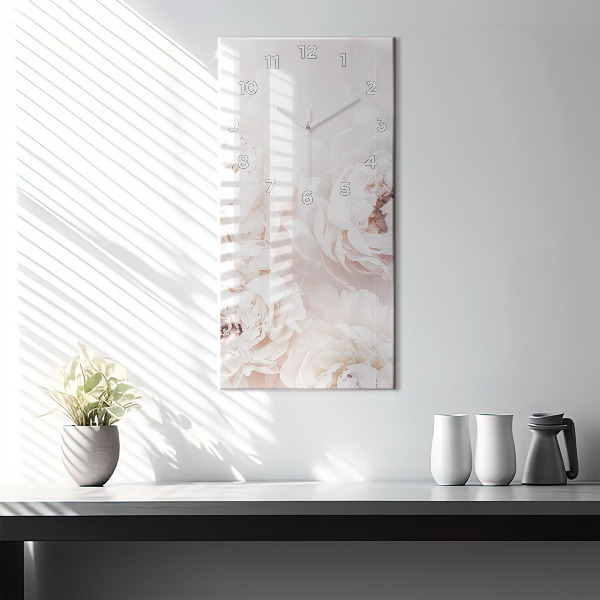 Vertical wall clock Peony flowers
