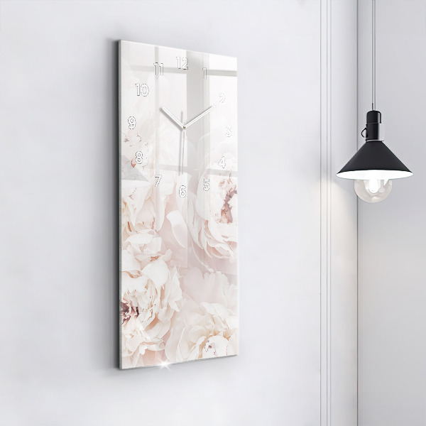 Vertical wall clock Peony flowers