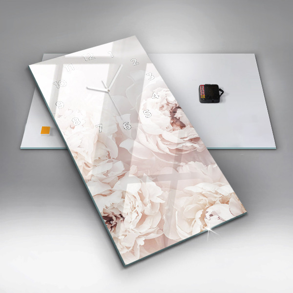 Vertical wall clock Peony flowers