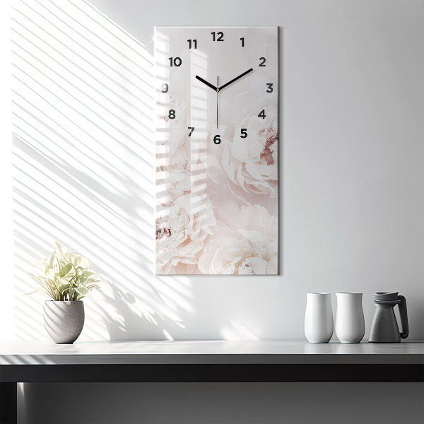 Vertical wall clock Peony flowers