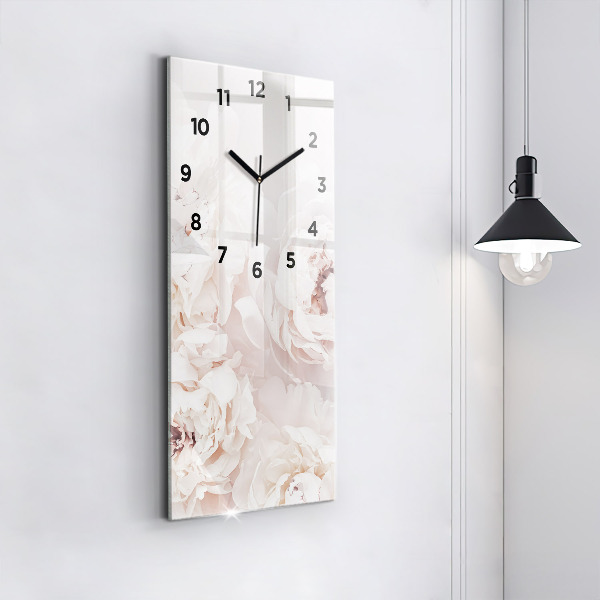 Vertical wall clock Peony flowers