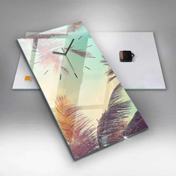 Vertical wall clock Tropical palm trees