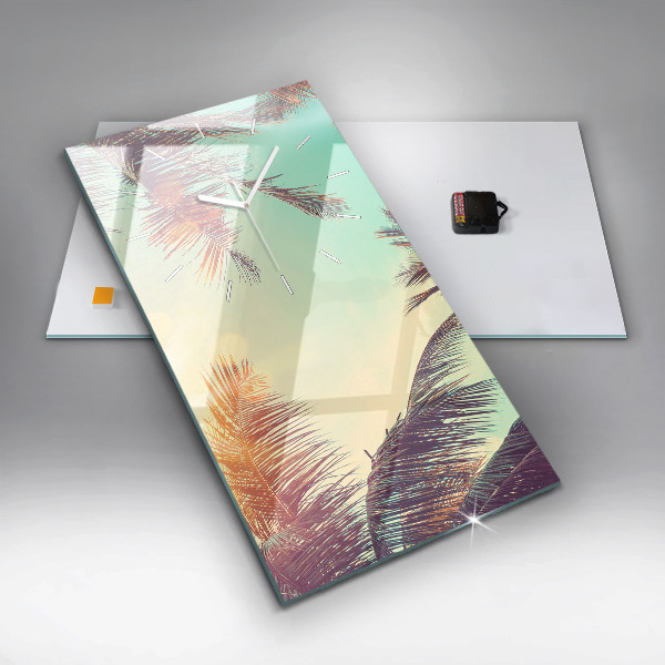 Vertical wall clock Tropical palm trees