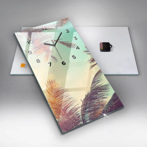 Vertical wall clock Tropical palm trees