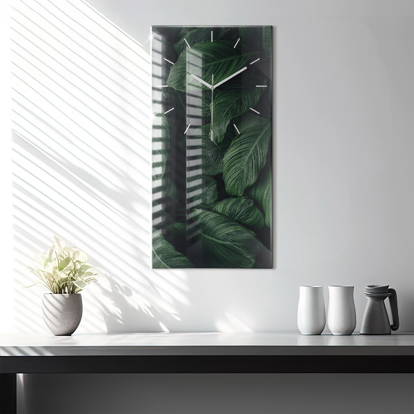 Vertical wall clock Tropical Monstera