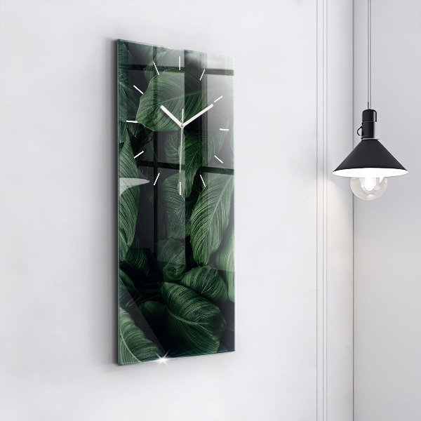 Vertical wall clock Tropical Monstera