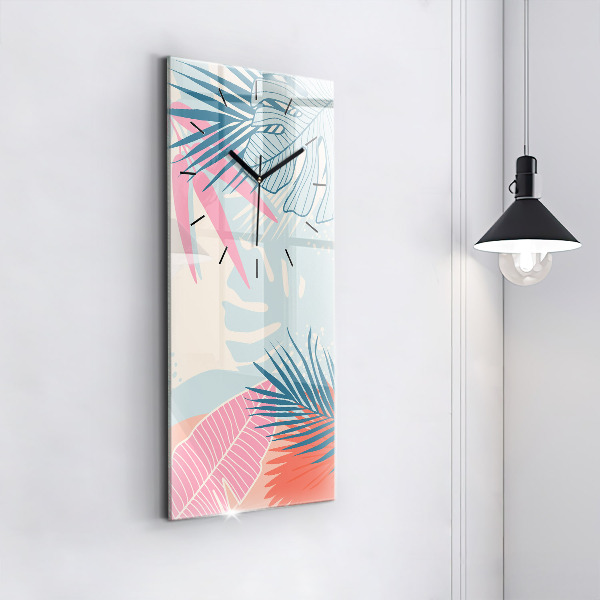 Vertical wall clock Pastel Leaves – Tropics