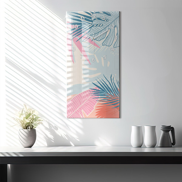 Vertical wall clock Pastel Leaves – Tropics