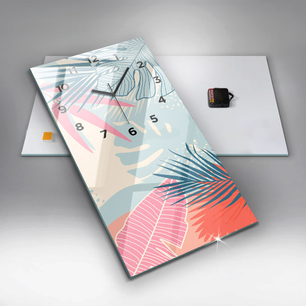 Vertical wall clock Pastel Leaves – Tropics