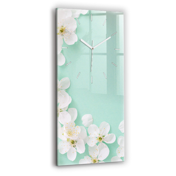 Vertical wall clock Blooming apple blossoms