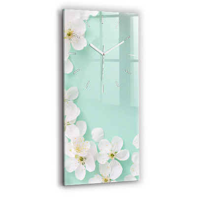 Vertical wall clock Blooming apple blossoms