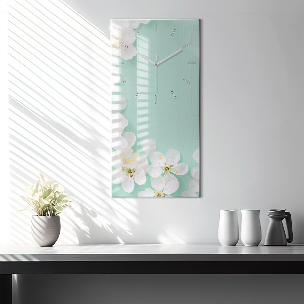 Vertical wall clock Blooming apple blossoms