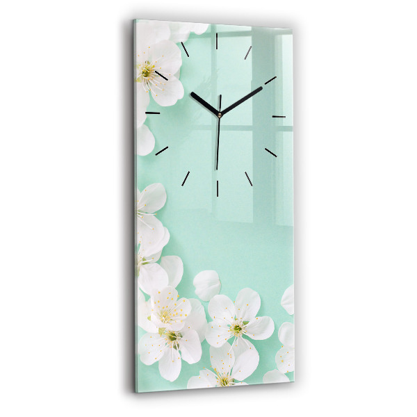 Vertical wall clock Blooming apple blossoms