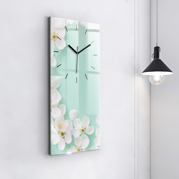 Vertical wall clock Blooming apple blossoms
