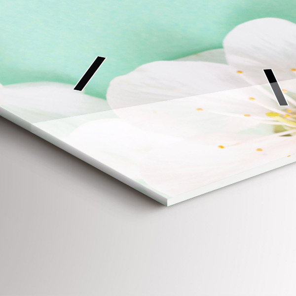 Vertical wall clock Blooming apple blossoms