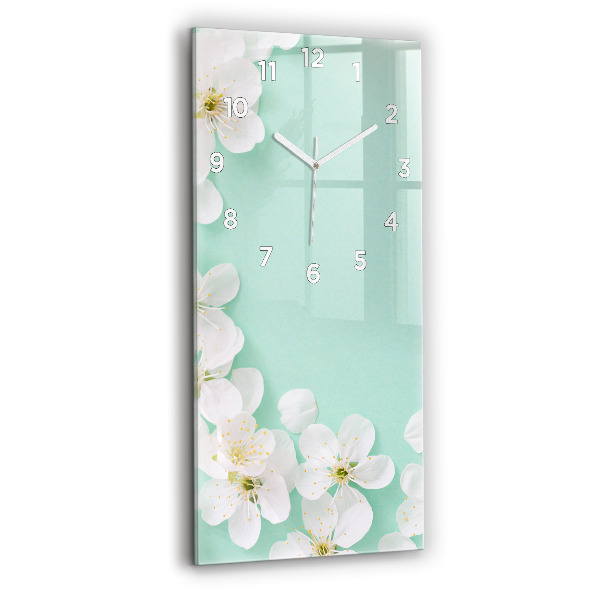 Vertical wall clock Blooming apple blossoms