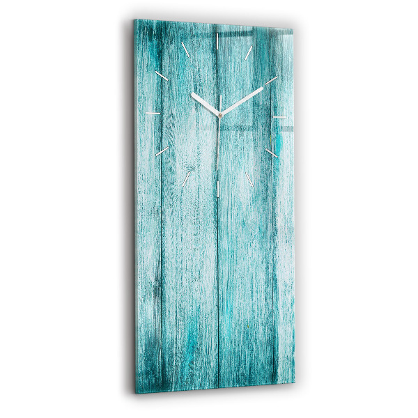 Vertical wall clock Blue old wood