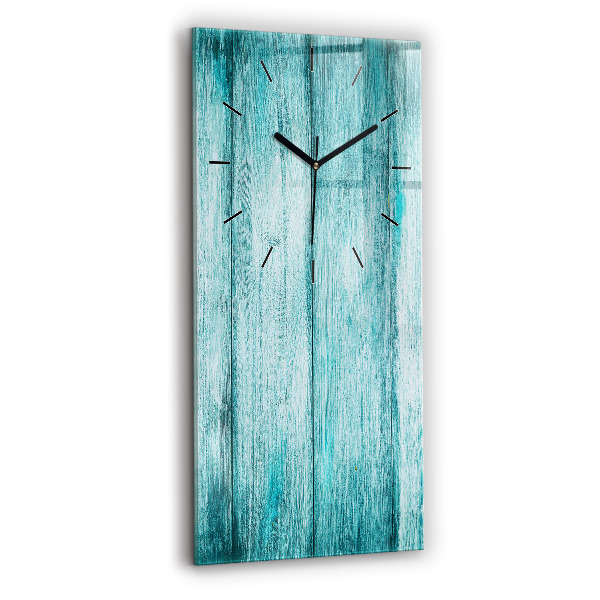 Vertical wall clock Blue old wood