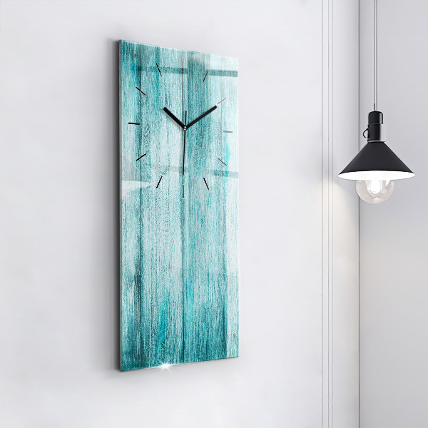 Vertical wall clock Blue old wood