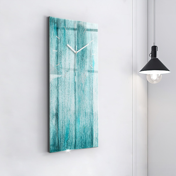 Vertical wall clock Blue old wood