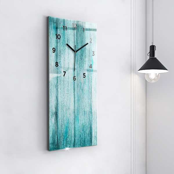 Vertical wall clock Blue old wood