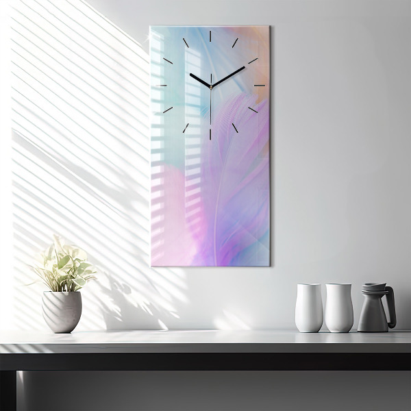 Vertical wall clock Colorful feathers