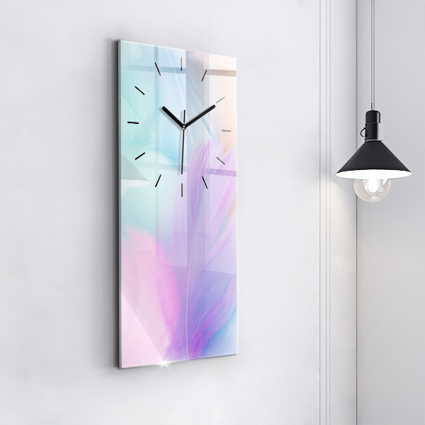 Vertical wall clock Colorful feathers