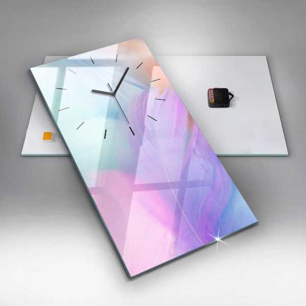 Vertical wall clock Colorful feathers
