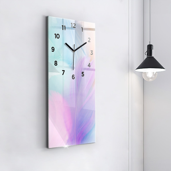 Vertical wall clock Colorful feathers