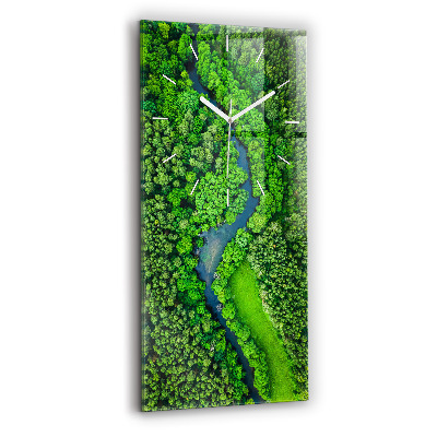 Vertical wall clock River in the forest