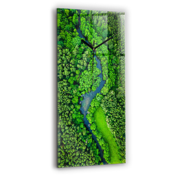 Vertical wall clock River in the forest