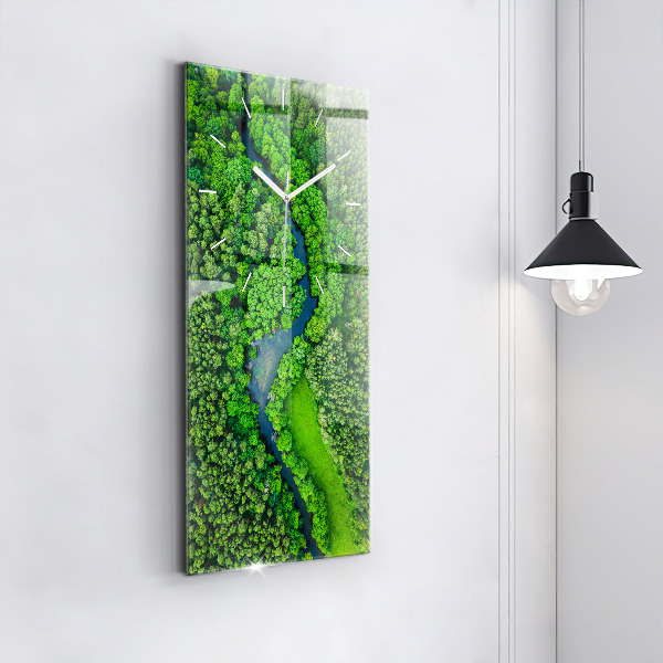 Vertical wall clock River in the forest