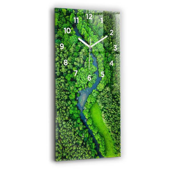 Vertical wall clock River in the forest