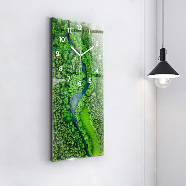 Vertical wall clock River in the forest