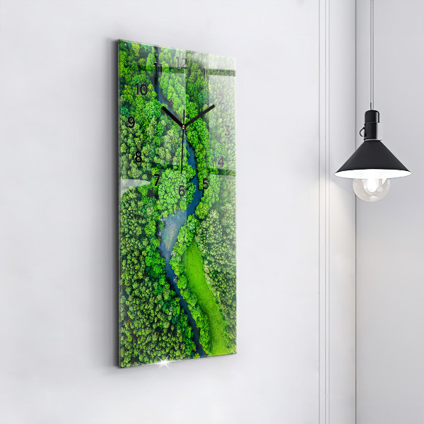 Vertical wall clock River in the forest