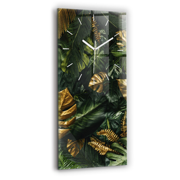 Vertical wall clock Jungle leaves