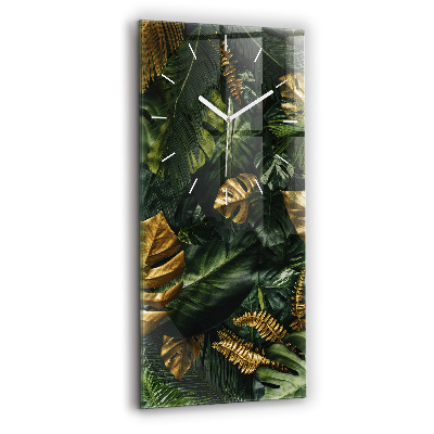 Vertical wall clock Jungle leaves