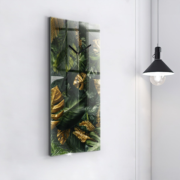 Vertical wall clock Jungle leaves