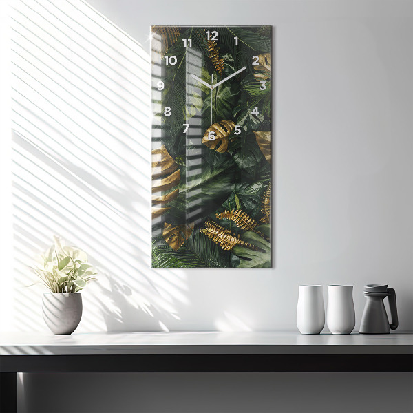 Vertical wall clock Jungle leaves
