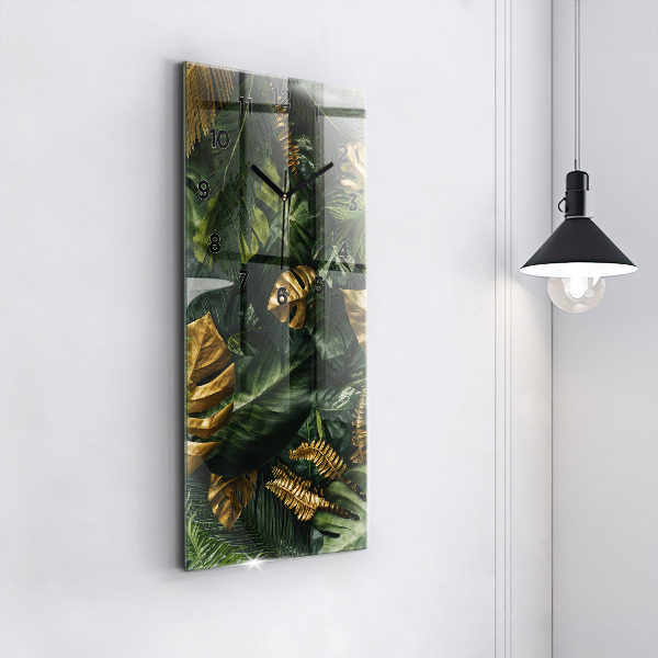 Vertical wall clock Jungle leaves
