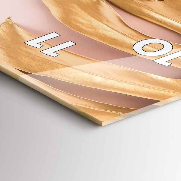 Vertical wall clock Golden tropical leaves