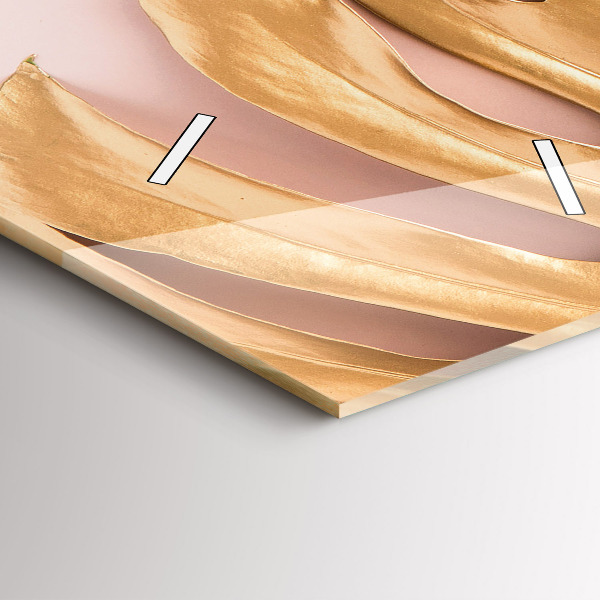 Vertical wall clock Golden tropical leaves