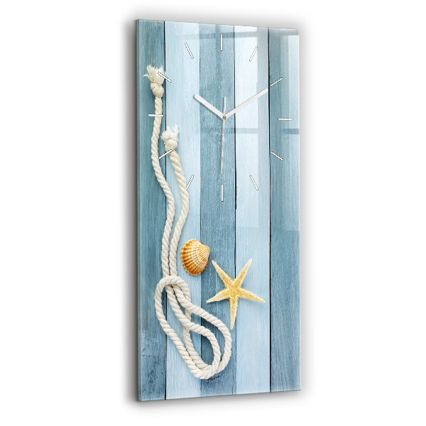 Vertical wall clock Boards stripes and shell