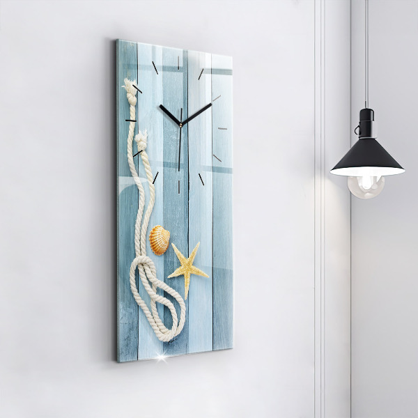 Vertical wall clock Boards stripes and shell